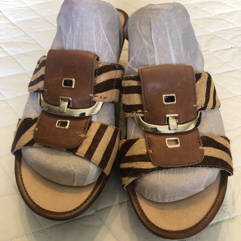 Nine West Animal Print Leather Sandals Size 7M